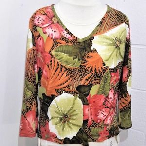 Bleu Haven Floral Top Woman's XL #0309